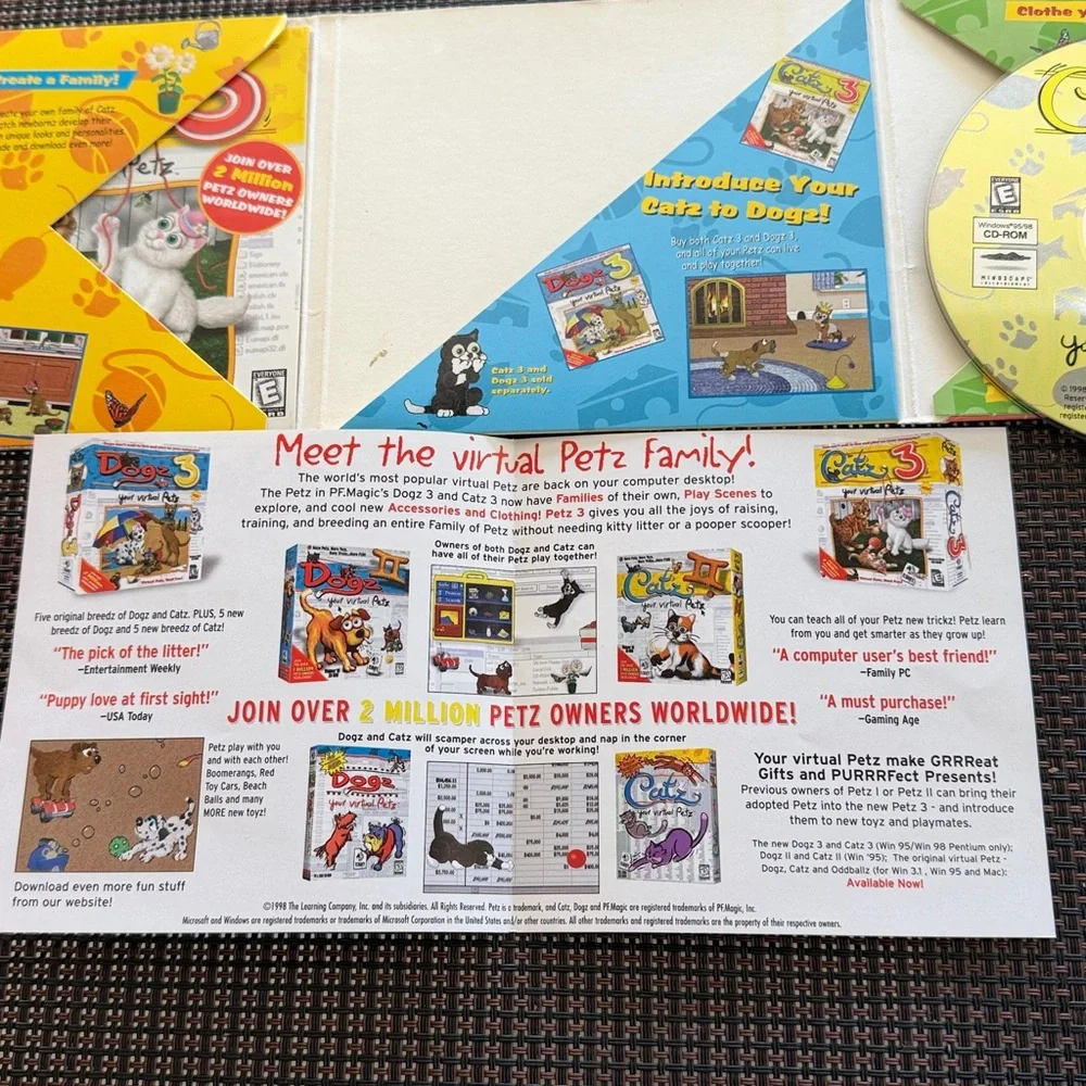 1998 Catz3, The Learning Company, CD ROM , Virtual Pets